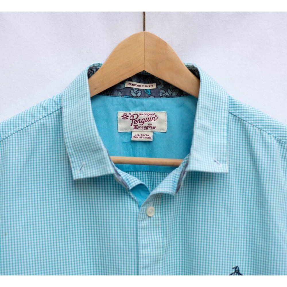 Penguin Men’s  Button Down Short Sleeve Shirt Heritage Slim Fit Size X-Large - Picture 3 of 7